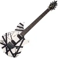 Evh Gestreift Series Wolfgang Special schwarzer und weißer Satin