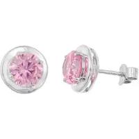 Trendor 21326-09 Damen-Ohrringe 925 Silber Zirkonia-Ohrstecker Pink