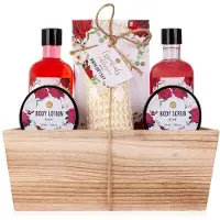 Accentra Geschenkset Duschset Wellness Badesalz Damen Rose in Holzkorb 1 St