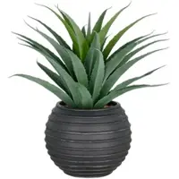 Creativ Green künstliche Pflanze Agave im schwarzen Fiberclay-Topf, 75cm, UV-beständig