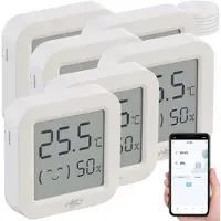 INFACTORY 6er-Set Mini-Thermo-/Hygrometer, Komfort-Anzeige, LCD, Bluetooth, App