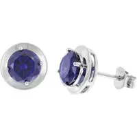 Trendor 21326-06 Damen-Ohrringe 925 Silber Ohrstecker Zirkonia Tansanitblau