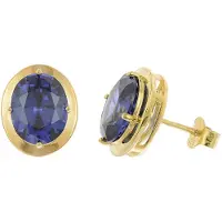 Trendor 21346-06 Damen-Ohrringe Silber Vergoldet Zirkonia-Ohrstecker Blau