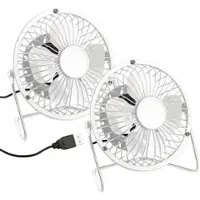 Sichler Haushaltsgeräte 2er-Set Mini-USB-Tischventilator, Vollmetall, neigbar, 2,5 W, Ø 10 cm