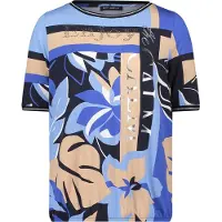 Betty Barclay Rundhalsshirt "Casual-Shirt mit Tunnelzug", Damen, Gr. 36, blau (dunkelblau, blau), Obermaterial: 95% Viskose CV. 5% Elasthan EL., Shirts Rundhalsshirt