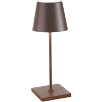 Zafferano Poldina Pro Mini Corten wiederaufladbare und dimmbare LED-Tischleuchte mit einer Akkulaufzeit von bis zu 12 Stunden