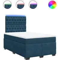 vidaXL Boxspringbett mit Matratze Blau 120x200 cm Samt