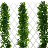 Unyqoos Künstliche Efeuranken-Girlande – 5er Set, Grün, je 2,5 m, 90 Blätter pro Ranke, Blattgröße 6,5 cm – Dekoration für Garten, Hochzeit, Wand