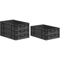 Proregal SparSet 5x Eurobox NextGen Color, HxBxT 12x40x60cm, 23 Liter, Griffe schwarz zu, Schwarz, Eurobehälter, Transportbehälter