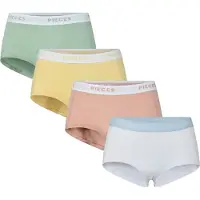 Pieces Hipster "PCLOGO LADY 4 PACK SOLID NOOS BC" Packung, 4er-Pack, 4 Stk. Baumwollmischung