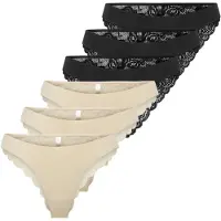 ONLY Slip "Slip ONLCHLOE LACE BRAZIL 6P 6er Pack", Damen, Gr. XL, bunt (schwarz, beige), Obermaterial: 90% Polyamid PA. 10% Elasthan EL., Unterhosen Slip