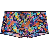 Hom Boxershorts "Boxershort Trunk Willy Plume 1er Pack", Herren, Gr. S, bunt (blau, gelb, pink), Obermaterial: 78% Polyamid PA. 22% Elasthan EL., Unterhosen Boxershorts
