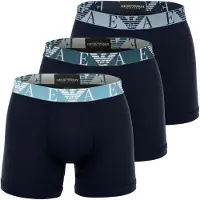 Emporio Armani Boxershorts "Boxershort BOLD MONOGRAM 3er Pack", Herren, Gr. L, blau, Obermaterial: 95% Baumwolle CO. 5% Elasthan EL., Unterhosen Boxershorts