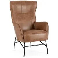 Bizzotto Sessel Nasira aus Kunstleder, klassisches Design, braun, gepolstert, Metallgestell