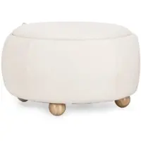Bizzotto Hocker Irisha mit Behälter, Boucle-Stoff rund, modern, Weiß, gepolstert, Stauraum