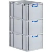 Proregal 3x Eurobox NextGen Color | HxBxT 22x40x60cm | 65 Liter | Griffe blau geschlossen | Verstärkter Boden | Eurobehälter