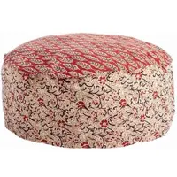 Bizzotto Pouf Lorient aus Baumwolle, klassischer Stil, rot bunt, rund und gepolstert, Bezug abziehbar