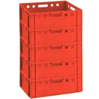BURI 5x Eurokiste E2 Euro Fleischkiste Eurofleischkiste HDPE Germany stapelbar E2 Rot 5 Stück