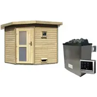 Karibu Saunahaus »Kreslau«, BxTxH: 231 x 196 x 226 cm, 9 kW Ofen mit ext. Steuerung - beige