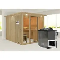 Karibu Sauna »Nomme«, BxHxT:240,5 x 202 x 248 cm, lichtgrau - beige