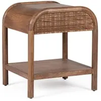 Bizzotto Nachttisch Sanat aus Mangoholz, handgefertigte Schnitzereien, Retro Chic, braun,