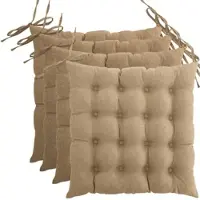 Wometo 4er Set Sitzkissen Stuhlkissen 40x40 OEKO-TEX - beige Sitzauflage Bank Polster Sitzpolster mit Bändern / Schleife, Indoor / Outdoor