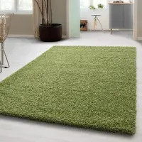 Carpetsale24 Teppich Hochflor Einfarbig Flauschiger Langflor Shaggy Flokati Wohnzimmerteppich, Grün, 80 x 250 cm