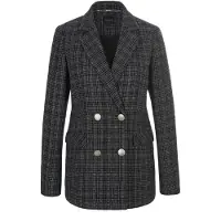 MADELEINE Klassischer Blazer, silberfarbene Knöpfe in schwarz / wollweiß | Gr.: 40