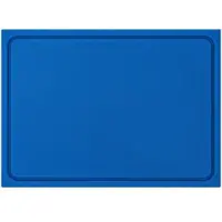 Morleos Muvell Schneidebrett Kunststoff HDPE500 | blau 35x25x2 cm | Schneidbrett | Gastro Profi HACCP Fisch Küchenbrett | 1 Seite mit Saftrinne |