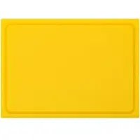 Morleos Muvell Schneidebrett Kunststoff HDPE500 | Gelb 35x25x2 cm | Schneidbrett | Gastro Profi HACCP Geflügel Küchenbrett | 1 Seite mit Saftrinne |