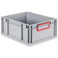 Proregal Eurobox NextGen Color | HxBxT 17x30x40cm | 16 Liter | Griffe rot geschlossen | Glatter Boden | Eurobehälter, Transportbox, Transportbehälter