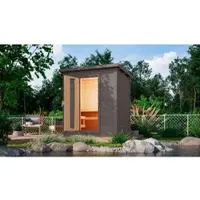 Karibu Saunahaus »Suurlaht«, BxTxH: x 196 x 146 x 228 cm, 9 kW Ofen, für 4 Personen - braun