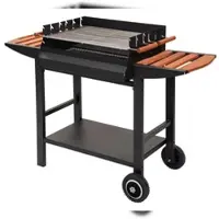 Tarrington House Holzkohlegrill Gouette, 40 x 58 cm, Ablagetische, fahrbar, Stahl/Holz, schwarz