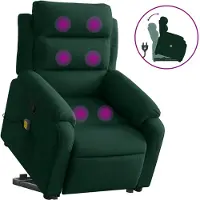 vidaXL Relaxsessel mit Aufstehhilfe Dunkelgrün Samt