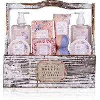 Accentra Geschenkset Pflegeset Badeset Wellness Vintage Deko Holzbox, 8tlg. Körperpflege 1 St