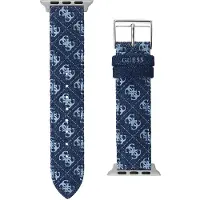 GUESS - Leather strap for Apple Watch (38 - 41 mm) - Blue Quattro G CS2001S3