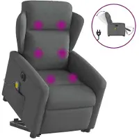 vidaXL Elektrischer Massagesessel mit Aufstehhilfe Dunkelgrau Stoff
