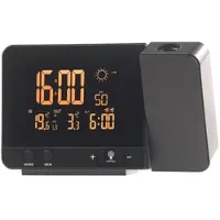 INFACTORY Funk-Wetterstation mit Projektions-Wecker, Außensensor & USB, schwarz