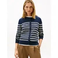 Tommy Hilfiger "CO JERSEY STITCH CARDIGAN" Baumwollmischung, regular fit, Rundhals, goldfarbene Knöpfe
