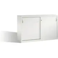 C+P Akten-Sideboard Acurado mit Schiebetüren, 2 x 2 Ordnerhöhen, H1000xB1600xT500mm Front Lichtgrau Korpus Lichtgrau