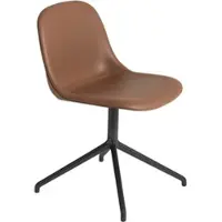 Muuto Fiber Side Chair, swivel base with return, easy leder cognac / schwarz