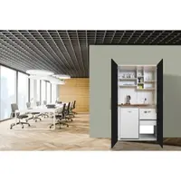 Respekta Küche Büroküche Miniküche Singleküche Weiß Schwarz Peter 104 cm, mit Edelstahl-Kochmulde, ohne Mikrowelle