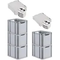 Proregal 5x Eurobox NextGen Grip mit Scharnierdeckel & schwarzen Verschlüssen | HxBxT 32x30x40cm | 30 Liter | Griffe offen | Glatter Boden