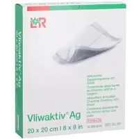 ACA Müller/ADAG Pharma Vliwaktiv Ag Aktivkohle Saugkomp.m.silber 20x20 cm 10 ST