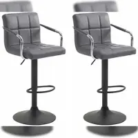 CLP 2er Set Barhocker Lucy V2 höhenverstellbar und drehbar grau Gestell Farbe schwarz