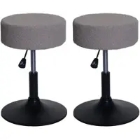 Proregal 2er-Set Hocker Höhenverstellbar Und Drehbar Sitzhöhe 45-57cm Durchmesser 37cm Stoff Boucle Taupe Sitzhocker Schminkhocker