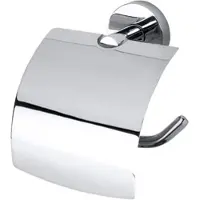 BRILLANTBAD BOMEGA Papierrollenhalter Rechts mit Deckel Messing Chrom poliert 140x155x80 mm für Bad & WC >> zum Bohren oder Kleben*