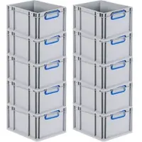 Proregal Spar Set 10x Eurobox Nextgen Color HxBxT 22 x 30 x 40 cm 20 Liter Griffe Blau Geschlossen Glatter Boden Eurobehälter Transportbox