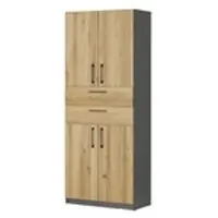 Möbel Kraft Aktenschrank mit Massivholzfront SOLIDLine ¦ grau ¦ Maße (cm): B: 80 H: 198,2 T: 40.0