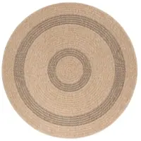 Carpetsale24 Runder Outdoor Teppich Wetterfest Küchen Teppich Wasserfest Flachgewebe Sisal Optik Vintage für Balkon Terrasse Wohnzimmer 160 cm Rund